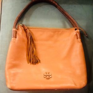 Beige Taylor Pebble Hobo Tote Tory Burch